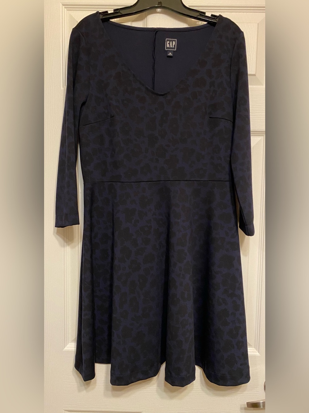 GAP Navy and Black Leopard-Print Mini Dress